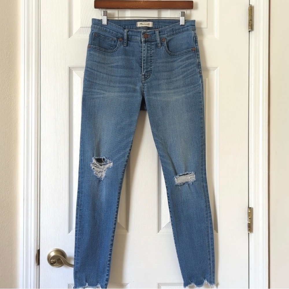 Madewell Classic 9" High Rise Distressed Medium Wash Cropped Skinny Jeans 29